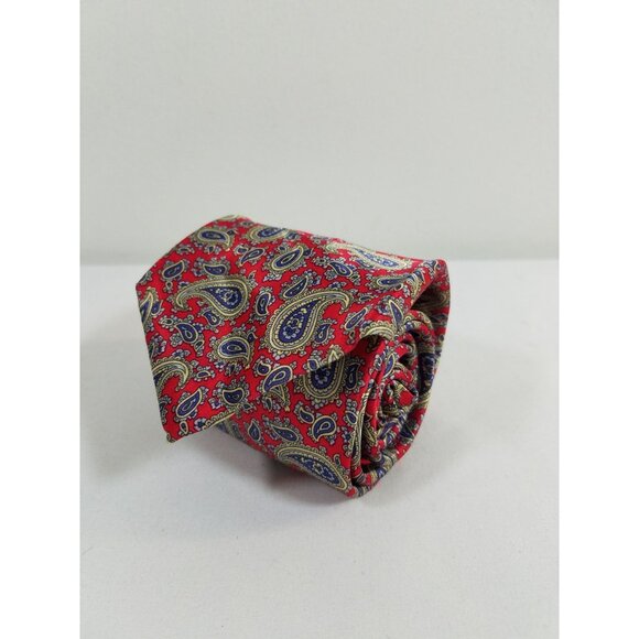Etienne Aigner Red Paisley Silk Tie 56"x3.25" - Picture 6 of 6